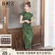 絲柏舍新中式旗袍2025夏裝新款女裝復古短袖立領(lǐng)中長(cháng)款連衣裙