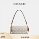 蔻馳（COACH）女士馬車圖案印花BROOK翻蓋鏈帶包斜挎包單肩包女包 B4/粉筆白色 灰褐色