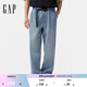 GAP男裝2025春季新款純棉搭扣松緊挺括無(wú)彈中腰錐形牛仔褲長(cháng)褲720852 淺色水洗 XL (180/88A) 亞洲尺碼