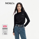MO&Co.針織衫開(kāi)衫輕暖山羊絨一體織LOGO正肩短款打底單穿摩安珂 黑色-第1批 S 160