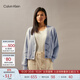 Calvin KleinJeans秋冬女士含羊毛混紡ck短款紐扣V領(lǐng)針織開衫毛衣J224775 P01-珍珠灰 S