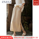 ZXEGI2025夏秋新款半身裙女文藝簡(jiǎn)約溫婉舒爽麻料側開(kāi)叉A字半裙 燕麥色. M