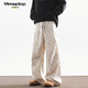 MMOPTOP燈芯絨潮流扎染褲子春秋季男士寬松闊腿休閑褲M(mǎn)XXK70米色L