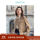 茵曼法式優(yōu)雅小香風(fēng)短外套女秋毛邊名媛高級感休閑上衣 淺駝色 L 