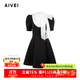 AIVEI欣賀艾薇2025春季甜美淑女宮廷千金蝴蝶結連衣裙S712202A 黑色 M