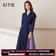 愛特愛（EITIE）春季新款商場同款翻領(lǐng)收腰顯瘦七分袖撞色裙擺時(shí)尚連衣裙6507255 深藍(lán)色31 M 160