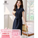 clotho Rennie品牌女裝襯衫連衣裙女2025夏季新款韓版氣質(zhì)減齡收腰顯瘦短袖裙子 藏青色 M