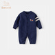 班喜迪嬰兒衣服春裝嬰幼兒連體衣寶寶針織毛衣爬服小月齡哈衣外出服春秋 藏青色 73cm