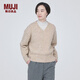 無(wú)印良品（MUJI） 女式 羊毛混紡 V領(lǐng)毛衣 長(cháng)袖針織衫 女裝 上衣 BA1O0A3A 燕麥色 M （160/84A）
