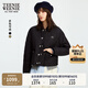 Teenie Weenie小熊女裝棉服2025年冬季新款燈芯絨撞色翻領(lǐng)棉衣外套 黑色 M