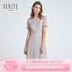 FINITY夏裝新款千鳥(niǎo)格短袖連衣裙女休閑小香風(fēng)中長(cháng)款裙子女 橘色千鳥(niǎo)格 L