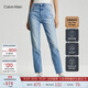 Calvin KleinJeans四季款女士休閑時(shí)尚剪邊腳口ck高腰修身直筒牛仔褲J223174 1AA-牛仔淺藍(lán) 28