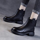 牧言（MUYAN）頭層牛皮短靴女2025秋冬新款女鞋平底馬丁靴加絨棉鞋真皮靴子 黑色【單里】WZZM233338 38 (240mm)