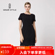 名師路品牌女裝夏季新品鏤空立體蕾絲波浪領(lǐng)型修身連衣裙 TS626058黑色88 XL