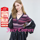 橘滋（Juicy Couture）25秋新款針織衫條紋提花坑條V領(lǐng)修身毛衣女微彈套頭上衣女 紫紅 M