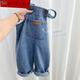 凌卡戚兒童背帶褲2024春秋新款牛仔褲男女童闊腿褲子中大童韓版長(cháng)褲潮 咨詢(xún)客服下單 藍色口袋背帶褲
