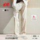 H&M男裝休閑褲2025秋季新款休閑寬松直筒運動(dòng)亞麻混紡長(cháng)褲1253401 奶油色 L 175/96