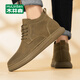 木林森男鞋春季2026新款高幫男士休閑皮鞋真皮工裝馬丁鞋子男款加絨棉鞋 卡其 （3773款） 40 （標準皮鞋碼）