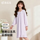 頂瓜瓜女童睡裙長(cháng)袖春秋公主風(fēng)A類(lèi)純棉長(cháng)裙兒童睡衣家居服親子裙 紫160