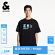 杰克·瓊斯（JACK&JONES）BSQ聯(lián)名款男裝夏季新款純棉立體刺繡日常寬松短袖T恤225201004 E40黑色 常規(guī) M （175）