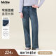 MsShe【彈力直筒牛仔褲】大碼女裝2025秋季胖mm顯瘦高腰長(cháng)褲子女 牛仔中藍色現貨 6XL