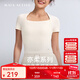 MAIA ACTIVE 云感亦柔?系列瑜伽方領(lǐng)運動(dòng)休閑短袖T恤上衣51TS04 米白色麻花 L