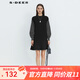 S.DEER圣迪奧女裝羅紋圓領(lǐng)撞色拼接不規則針織衫S21463546 黑色/91 S 160