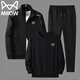 貓人套裝男士秋冬季中青年戶(hù)外運動(dòng)休閑外套T恤褲子三件套 黑色 XL