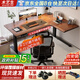 木藝生轉角雙電機電動(dòng)升降電腦桌家用辦公雙人L型桌子工作臺拐角書(shū)桌 【雙電機】整板右拐角胡桃色 1.4*1.1M(升級加強版收納橫梁)