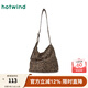 熱風(fēng)（Hotwind）秋季新款女士豹紋帥氣時(shí)尚單肩包歐美復古磁扣小方包 02棕色 F