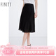 FINITY夏裝新款印花休閑半身裙女氣質(zhì)網(wǎng)紗高腰中長(cháng)款裙子女 黑色 S