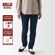 無印良品 MUJI 女式 彈力 牛仔 修身褲(股下75cm) 褲子長褲休閑褲丹寧回潮 深藏青色 2A 27inch(68.5cm)