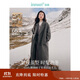 茵曼綿羊毛雙面呢外套冬女裝通勤翻駁領(lǐng)繭型氣質(zhì)長(cháng)款大衣 深花灰 XL 