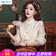 歐貝汐新中式國風(fēng)雪紡上衣女士2026新款春夏裝洋氣長(cháng)袖襯衫 杏色 M
