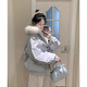 詩(shī)蒂淑羽絨棉服女學(xué)生短款小個(gè)子2025冬新款甜美學(xué)院風(fēng)毛領(lǐng)棉衣棉襖外套 淺灰色 M 建議110-130斤