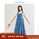 茵曼牛仔背帶裙2024夏季女裝新款萊賽爾棉綁帶連衣裙 牛仔藍 S