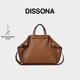 DISSONA【董潔同款 】迪桑娜女包閑趣折耳系列手提包單肩包斜挎包托特包 大號-深褐色