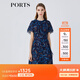 PORTS寶姿春夏新品女裝短袖長(cháng)連衣裙 丈青印花 XS (2)