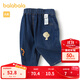 巴拉巴拉寶寶褲子男童長(cháng)褲加絨褲冬裝牛仔休閑褲保暖時(shí)尚洋氣潮酷 白藍色調00418 73 cm
