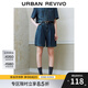 UR2025秋季新款女裝休閑復古水洗壓褶牛仔短褲UYU850039 藍色 26