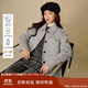 茵曼羊駝毛桑蠶絲襯衫式雙面呢2025冬女裝新款短款毛呢外套 淺灰色 M
