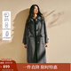 茵曼2025秋冬女裝新款羊駝毛桑蠶絲牛角扣雙面呢大衣長(cháng)款毛呢外套 深灰色 M