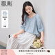 香影中袖襯衫女圓領(lǐng)2025夏裝新款慵懶泡泡袖氣質(zhì)淑女寬松藍色上衣 藍色 M 160/84A/95-110斤