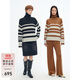 BLUE ERDOS針織衫女裝秋冬復古休閑條紋毛絨混紡高領(lǐng)夾條針織套衫 駝 165/84A/M
