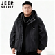JEEP SPIRIT特大碼外套男裝秋冬季300斤胖子加肥加大防風(fēng)防水工裝夾克沖鋒衣 黑色 5XL (215-235)斤
