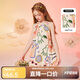 ASK JUNIOR女童連衣裙夏中大童童趣涂鴉滿(mǎn)印休閑吊帶公主裙 花色 170 
