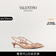 華倫天奴VALENTINO女士 VLOGO SIGNATURE 漆皮后系帶高跟鞋 肉桂粉色（建議選小半碼） 37