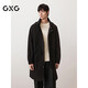 GXG男裝可收納立領(lǐng)連帽風(fēng)衣夾克外套中長(cháng)款 黑色 175/L