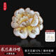 織錦樓繡花絲巾扣手工串珠民族風優(yōu)雅手工圍巾扣配圍巾光滑不傷圍巾 牡丹扣-淺黃