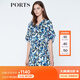 PORTS寶姿  新品女裝中袖中V領(lǐng)中袖印花連衣裙LN8D085HPT020 天蝕藍(lán)印花 XS (2)